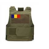 Vesta tactica Airsoft reglabila, verde cu steagul Romaniei, marime S-M, Delta Soft Body Armor TAN