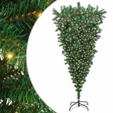 VidaXL Brad de Crăciun artificial pre-luminat cu design cu rădăcină &icirc;n sus și set de mingi 3396890