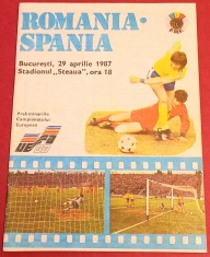 Program meci fotbal ROMANIA - SPANIA (29.04.1987)