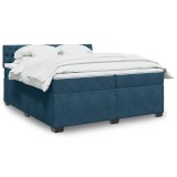 Cumpara ieftin Pat box spring cu saltea, albastru, 200x200 cm, catifea