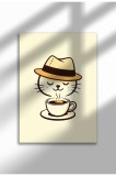 Imprimeu pe p&acirc;nză cu pisică &ndash; Operă digitală pe p&acirc;nză ne&icirc;nrămată - Coffee Master | A3 (29.7 x 42 cm)