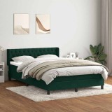 vidaXL Pat box spring cu saltea, verde &icirc;nchis, 160x220 cm, catifea 3318414
