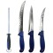 Set profesional de macelarie, transat, injunghiat, dezosat, filetat, 3 cutite, masat pentru ascutit