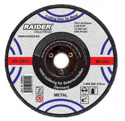 Disc pentru taiere metal 100 x 1x 16 mm Raider Power Tools foto