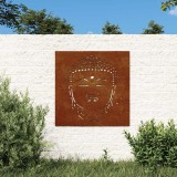 vidaXL Decor perete de grădină 55x55 cm design cap Buddha oțel Corten 824504
