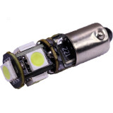 Bec LED BA9S Canbus, 5 SMD 5050 12V, lumina alba, Palmonix