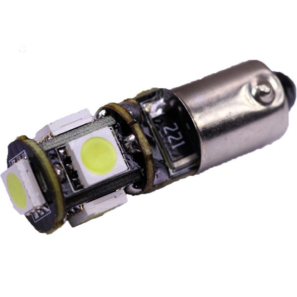 Bec LED BA9S Canbus, 5 SMD 5050 12V, lumina alba