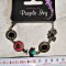Brățară Purple Ovy Bronz 5 segmente vintage 1990, vintage, albină, fluture, inimă emailată coral piese ovale și rotunde strasuri negre și turcoaz