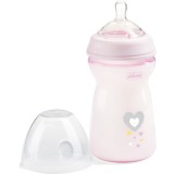 Chicco Natural Feeling Girl biberon pentru sugari 6m+ 330 ml
