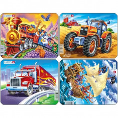 Set 4 Puzzle-uri Pirati, Tractor, Camion, Tren, 8 piese Larsen LRZ7 B39016809 foto