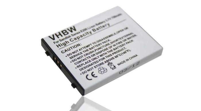 Baterie VHBW MP3-Player pentru SanDisk Sansa E200, E250, E260, E270, E280 - 750 mAh 3,7 V Li-Ion