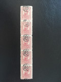 Straif 5 timbre, regele Ferdinand, eroare,supratipar deplasat PTTFF, 1919, Nestampilat