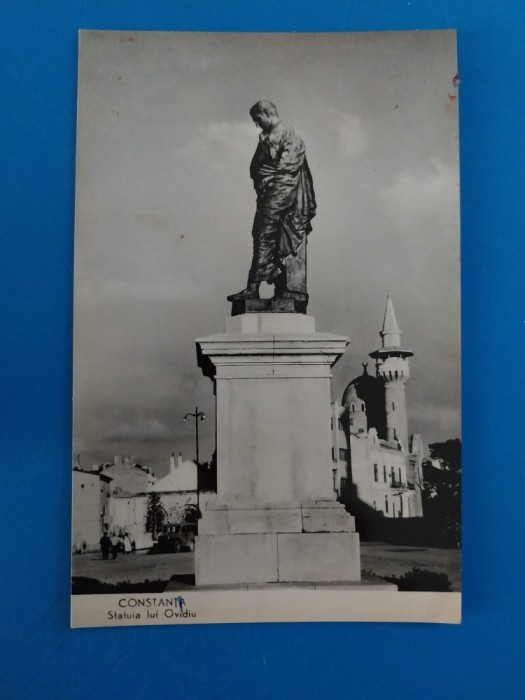 CPIB 23384 CARTE POSTALA - CONSTANTA, STATUIA LUI OVIDIU, RPR, CIRCULATA, 1961, STAMPILE, TIMBRU