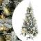 vidaXL Brad de Crăciun pre-iluminat cu zăpadă &amp; conuri, 225 cm, PVC&amp;PE 3094562