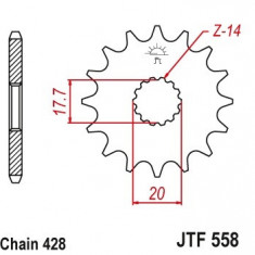 Pinion fata 17 dinti pas lant 428 - Derbi GPR 125 - Kawasaki Ninja 125 - Sachs 125 - Yamaha YZ 85 - DT - TDR - TZR 125 - XVS 125-250 Drag Star