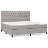 Cumpara ieftin Pat box spring cu saltea, gri deschis, 200x200 cm, textil