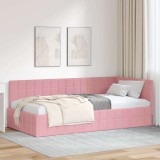 vidaXL Cadru de pat colțar cu headboard Roz 90 x 190 cm Catifea