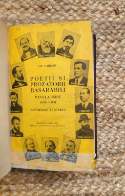 GH CARDAS - POETII SI PROZATORII BASARABIEI PANA LA UNIRE ,1937 foto