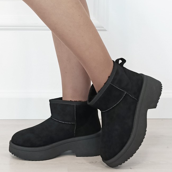 Ghete negre imblanite cu talpa groasa LT33-49 113