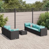 vidaXL Set mobilier de grădină cu perne, 8 piese, negru, poliratan 3308036