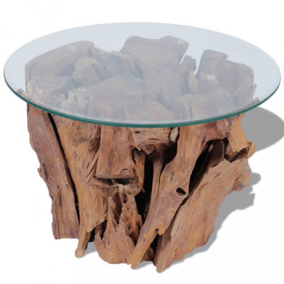 vidaXL Măsuță de cafea, 60 cm, lemn masiv de tec erodat foto