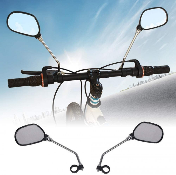 Oglinda retrovizoare bicicleta, cu banda reflectorizanta, clema fixare, rotire 360 grade, set 2 bucati MultiMark GlobalProd