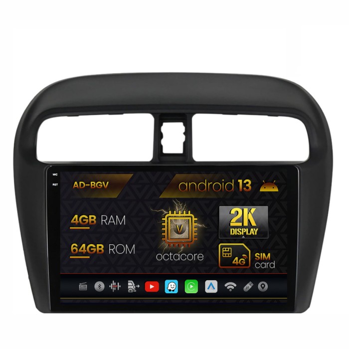 Navigatie Mitsubishi Space Star Mirage Attrage, Android 13, V-Octacore 4GB RAM + 64GB ROM, 9.5 Inch - AD-BGV9004+AD-BGRKIT267V3