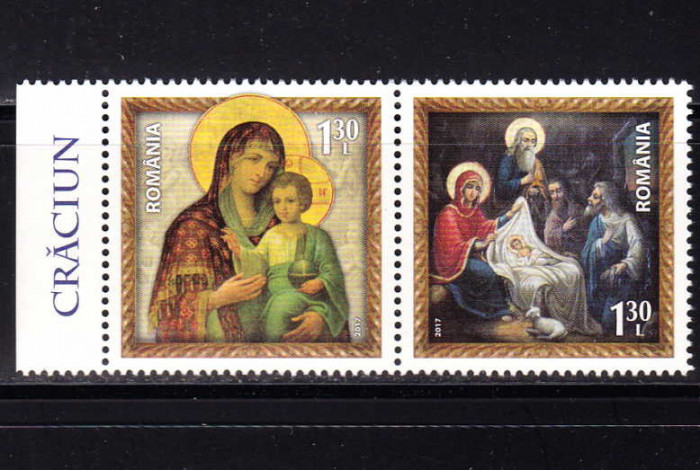 RO 2017 ,LP 2170 ,&quot;Craciun 2017&quot; , serie cu punte si tabs tip II ,MNH