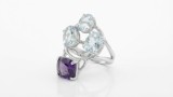 Cumpara ieftin Inel Masiv Cocktail din Argint 925 cu Ametist E i Topaz , Royal Crown Tiara