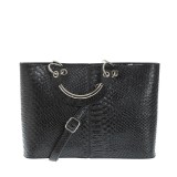Geanta neagra din piele ecologica cu model animal print