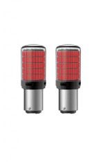 Set 2 becuri led 2 faze BAY15D TP21/5W 157 smd 12V CANBUS Lumina rosie