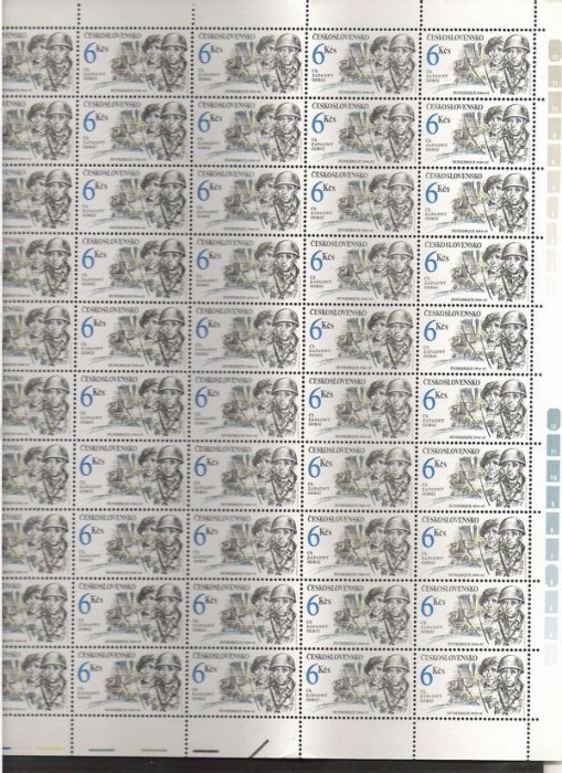Czechoslovakia 1992 War, 50 stamps in bloc, MNH J.8