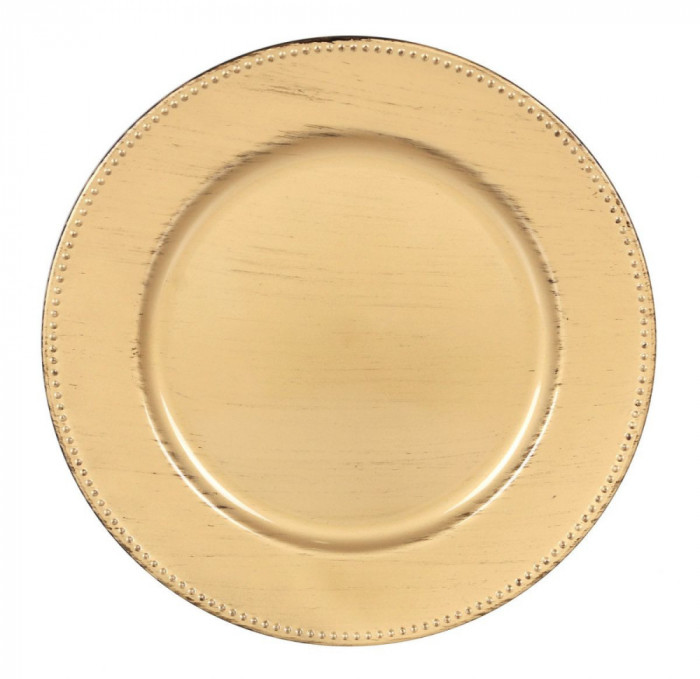 Farfurie suport din polipropilena 33 cm, gold antichizat
