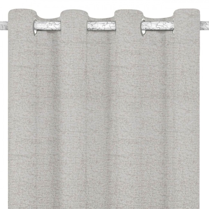 Perdea Decorativă cu Inele, Model Stropi, Culoare Bej, Dimensiuni 140x260cm, Material Poliester