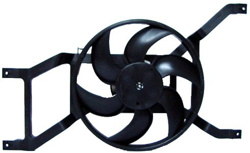 GMV radiator electroventilator Dacia Logan, 2004-2012, Sandero 2008-2012; motor 1.0, 1.2; 1.4; 1.6 benzina, 1.5 dci; fara AC, 120 W; 295 mm; 2 pini 2