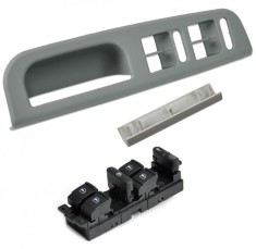 Set Maner Usa Interior Sofer Stanga Gri + Ornament Maner Gri + Bloc Comenzi Geamuri Compatibil Volkswagen Bora 1998-2005 3B1867171E Gri + 3B0867175 Gr foto