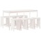 Set bar de gradina, 9 piese, alb, lemn masiv de pin