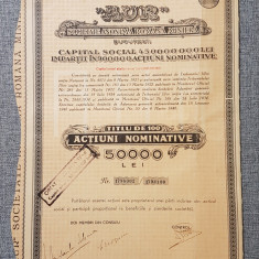 Actiune 1946 soc. miniera " AUR " , titlu de 100 actiuni nominative