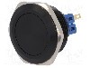 Intrerupator Antivandal ONPOW GQ30-11/A, ON-(ON), &Oslash;30mm, SPST, IP65, Aluminiu, Negru, Buton Plat, 5A/24VDC