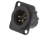 Conector XLR Neutrik NC4MD-LX-BAG 4 pini, soclu tată, 10A, negru, drept, lipire