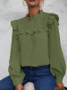 Bluza cu maneca lunga si guler, verde, dama, Shein