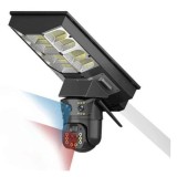 Cumpara ieftin Lampa stradala solara cu camera de supraveghere tripla, conectivitate 4G, PTZ inteligent si interfon vocal bidirectional, negru