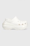Crocs papuci Classic Mega Crush Clog femei, culoarea alb, cu platformă 207988