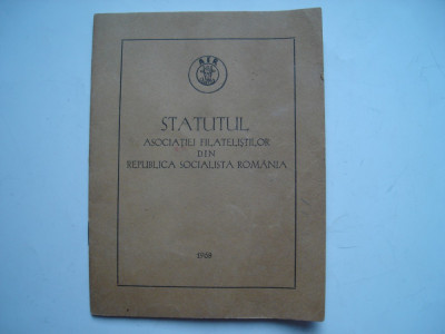 Statutul Asociatiei Filatelistilor din R.S. Romania 1968 foto