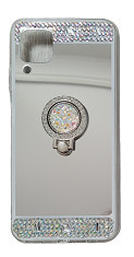 Husa silicon oglinda , inel si pietricele Huawei P40 Lite , Argintiu foto