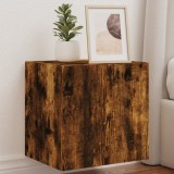vidaXL Comodă TV de perete cu lumini LED, stejar fumuriu, 40,5x35x40cm
