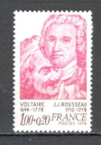 Franta.1978 200 ani moarte Voltaire si J.J.Rousseau-scriitori SF.885