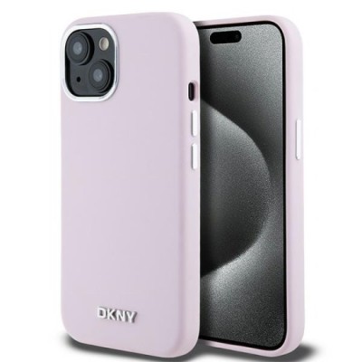 Husa pentru iPhone 15 - DKNY Hardcase Liquid Silicone Small Metal Logo MagSafe (DKHMP15SSMCHLP) - Pink foto