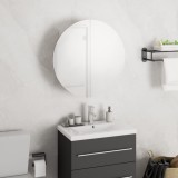 VidaXL Dulap de baie cu oglindă rotundă și LED, alb, 40x40x17,5 cm
