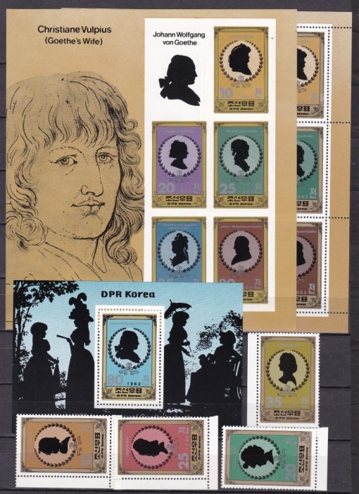 Coreea 1982 Goethe literatura MI 2259-2268 serie + bloc + 2 klb MNH w55